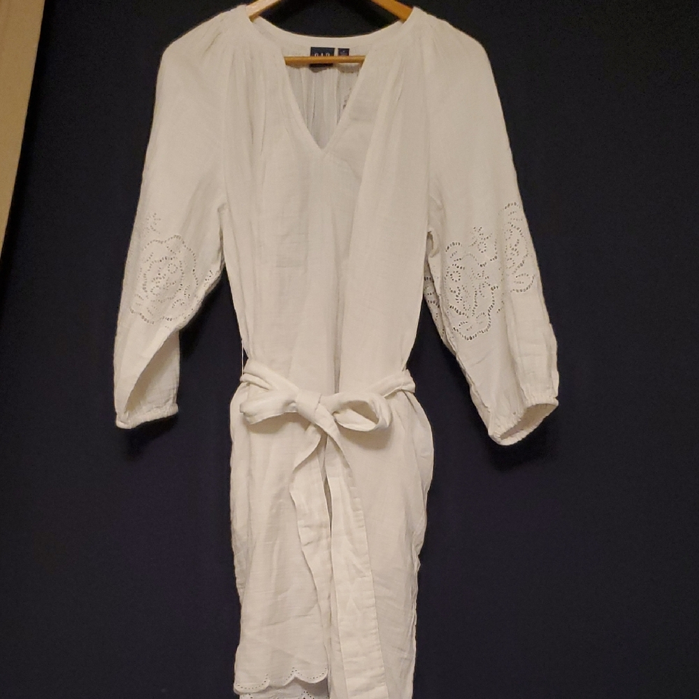 GAP White Textured Dress